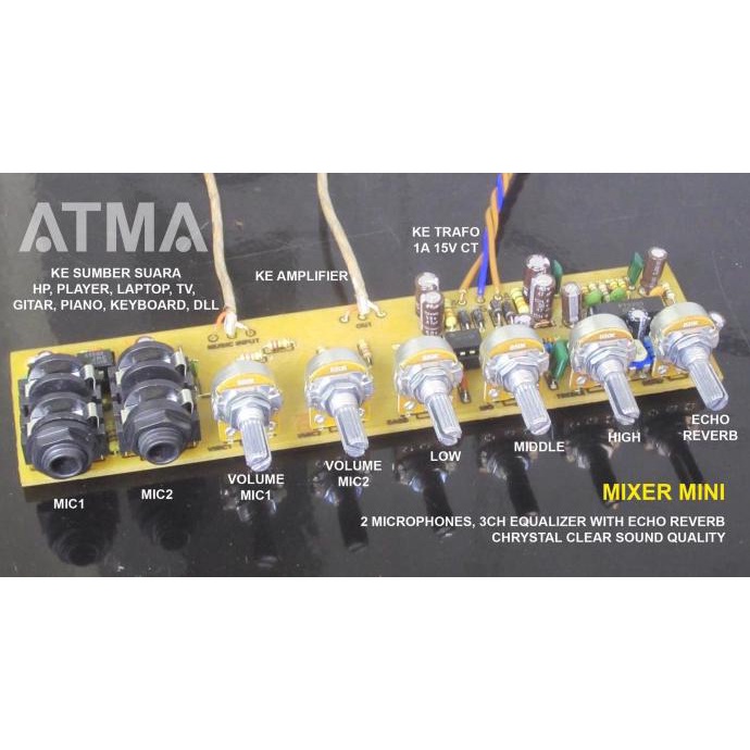 Kualitas Terbaik] Kit Mixer Mini 2 Microphones 3 Equalizer Echo Reverb Peka Jernih