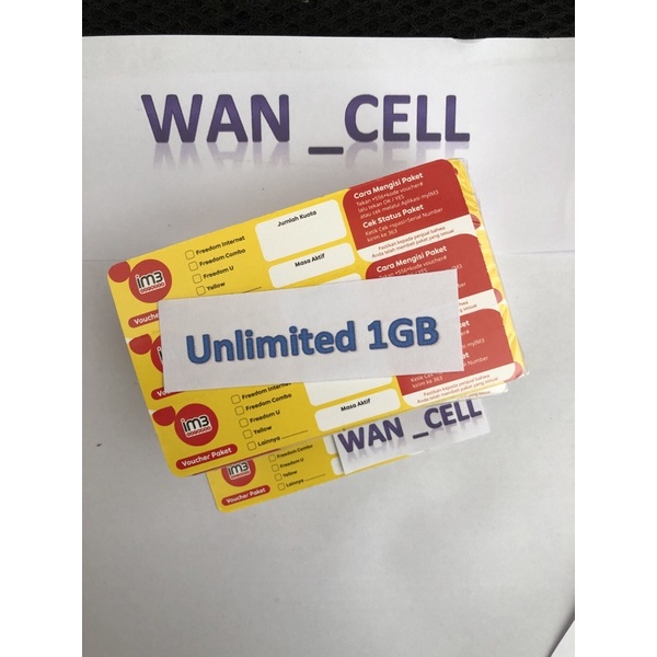 voucher indosat unlimited 1 gb (4,5 Gb full)