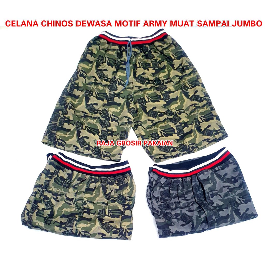 Celana Chinos Dewasa Army / Muat Sampai Ukuran Jumbo