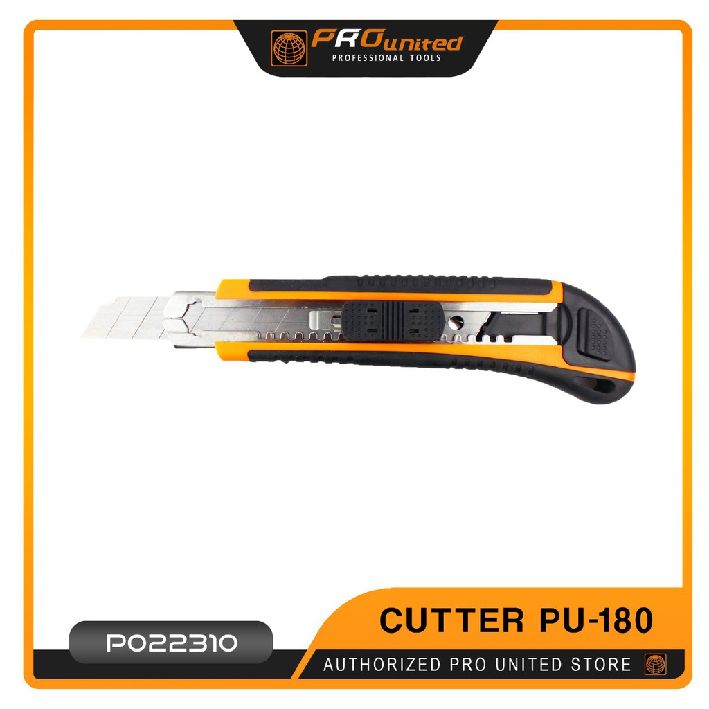 

SNAP OFF CUTTER 18MM KATER ABS BODY TPR RUBBER PEMOTONG KERTAS PRO UNITED JAPAN