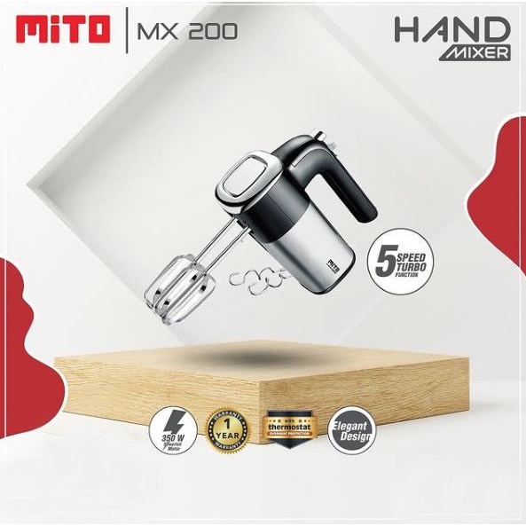 Mito Hand Mixer MX200 Pengocok Adonan Kue 5 Kecepatan Garansi Resmi