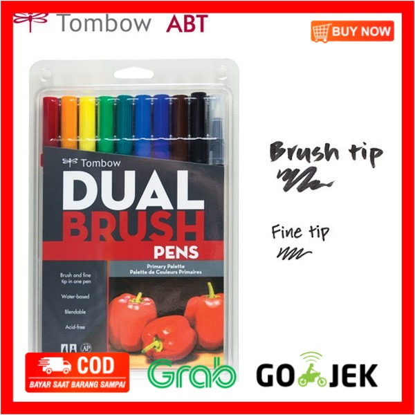 

(BISA COD) Tombow Dual Brush Pen ABT Primary Color Set 10