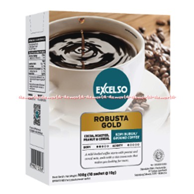 Excelso Robusta Gold 10sachet Kopi Bubuk Kopi Instan Ekselso Exselso Kemasan Box Kotak Excelso Robusta Ground Coffee