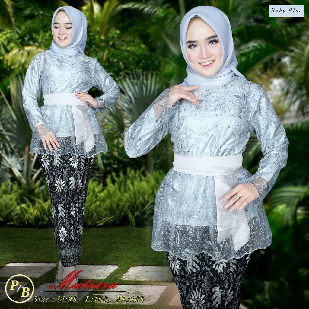 NEW ARRIVAL - kebaya mutiara - set kebaya tulle import - pakaian modern wanita kekinian dan modis