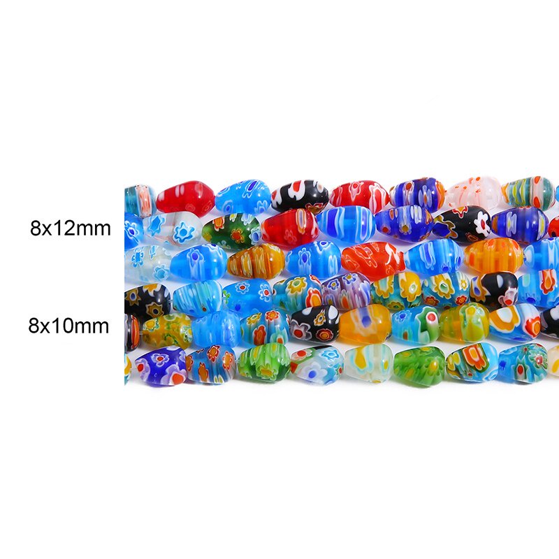 38 Pcs 8X10 Mm 8X12 Mm Warna Campuran Tetesan Air Mata Bentuk Air Lebih Rendah Pola Kaca Lampwork Beads Untuk Aksesoris Pembuatan Perhiasan Liontin DIY