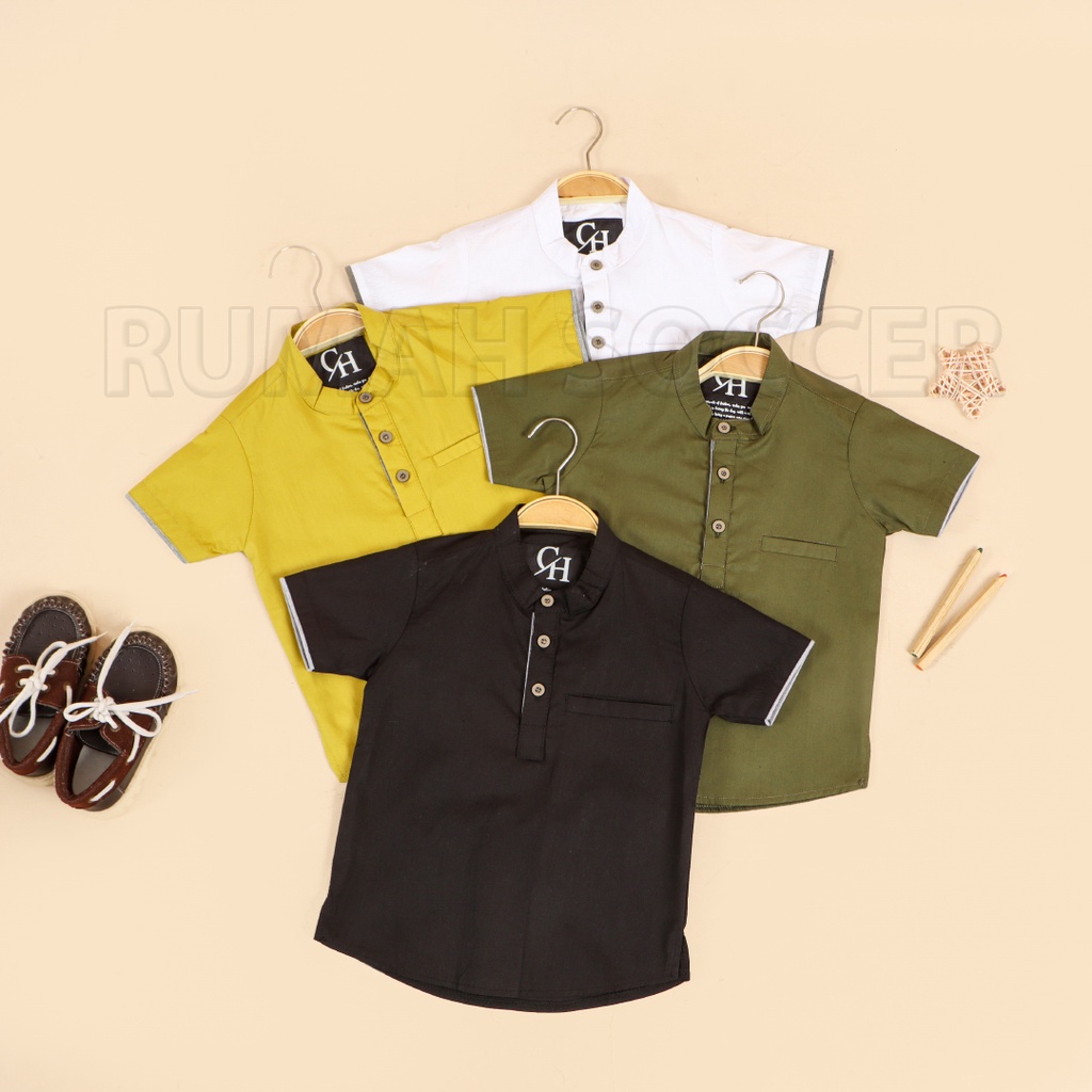 Baju Koko Anak ZIDANE Lengan Pendek Bahan Katun Popline Adem