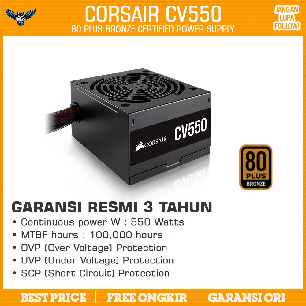 PSU CORSAIR 550W CV550 80+ BRONZE POWER SUPPLY