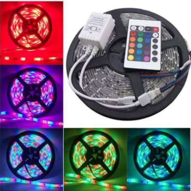 Lampu Lampu Led Strip RGB WARNA WARNI LENGKAP AC 220V+ADAPTOR+REMOTE