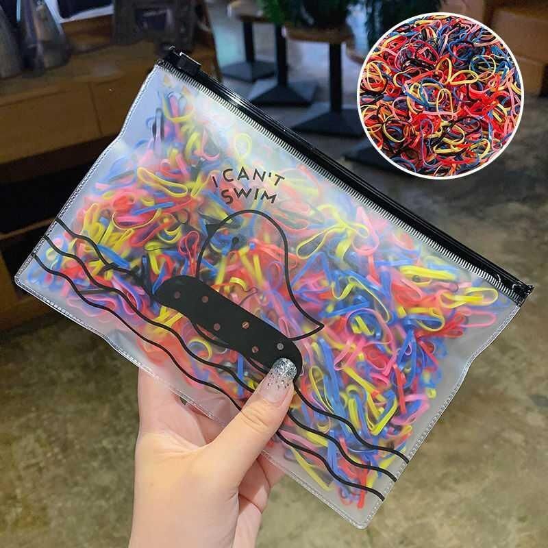 1000pcs Karet Rambut Elastis Sekali Pakai Untuk Anak Perempuan / Dewasa