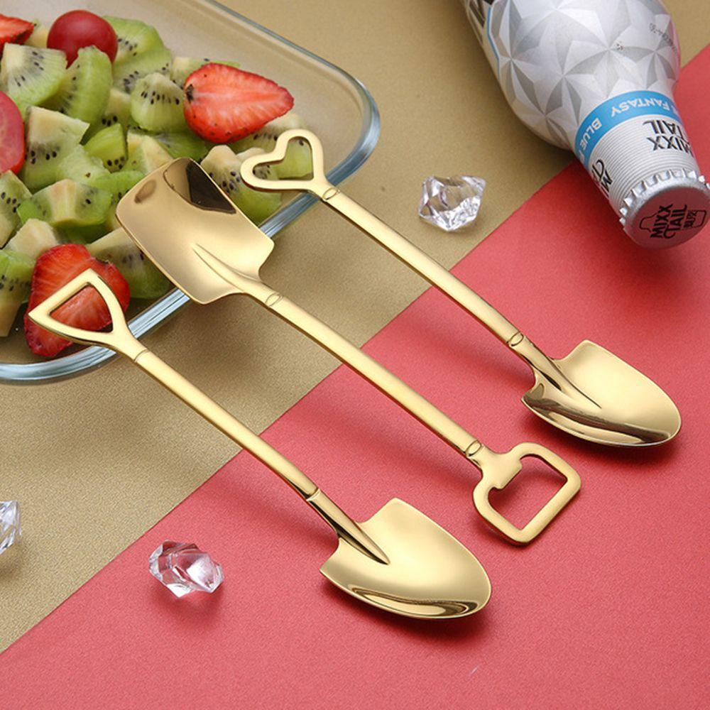 SOLIGHTER 1PC Coffee Spoon Shovel Silver Gold Tableware Tea-spoon Ice Cream Scoop