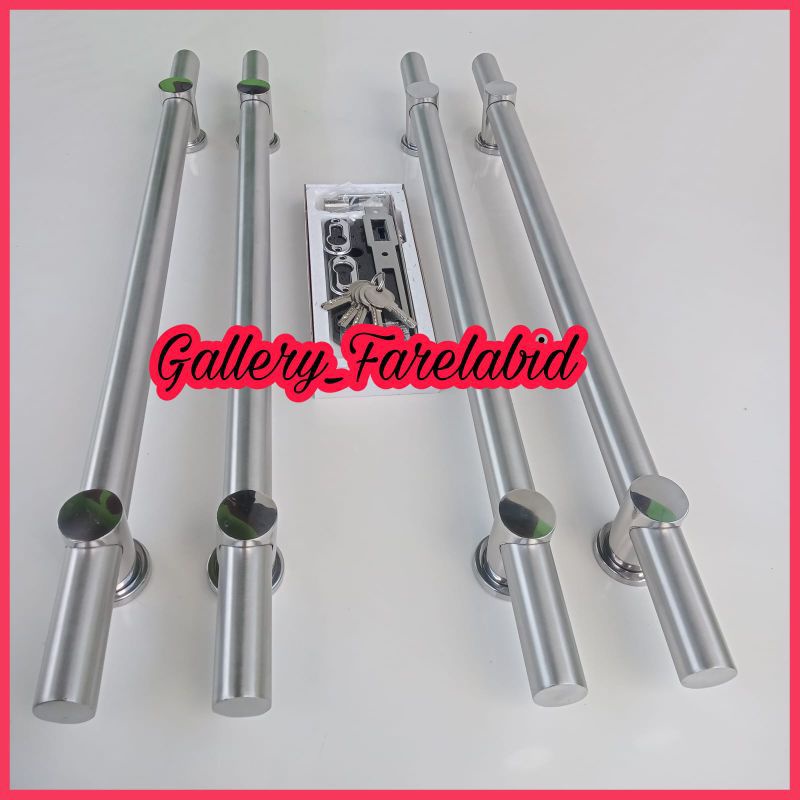 1 Meter Handle Pintu Rumah Stainless Steel Set Body Kunci Gagang Pintu 100 Cm Pegangan Pintu Kupu Tarung Tarikan Minimalis