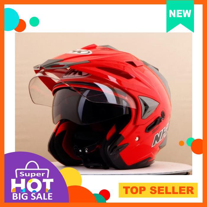 Helm Nhk Godzilla Half Face Godzila Double Visor Red Merah
