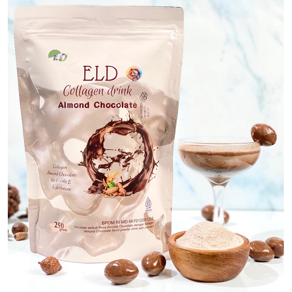 ELD Collagen Drink Rasa Almond Chocolate Minuman Penambah Berat Badan dan Pemutih Kulit BPOM