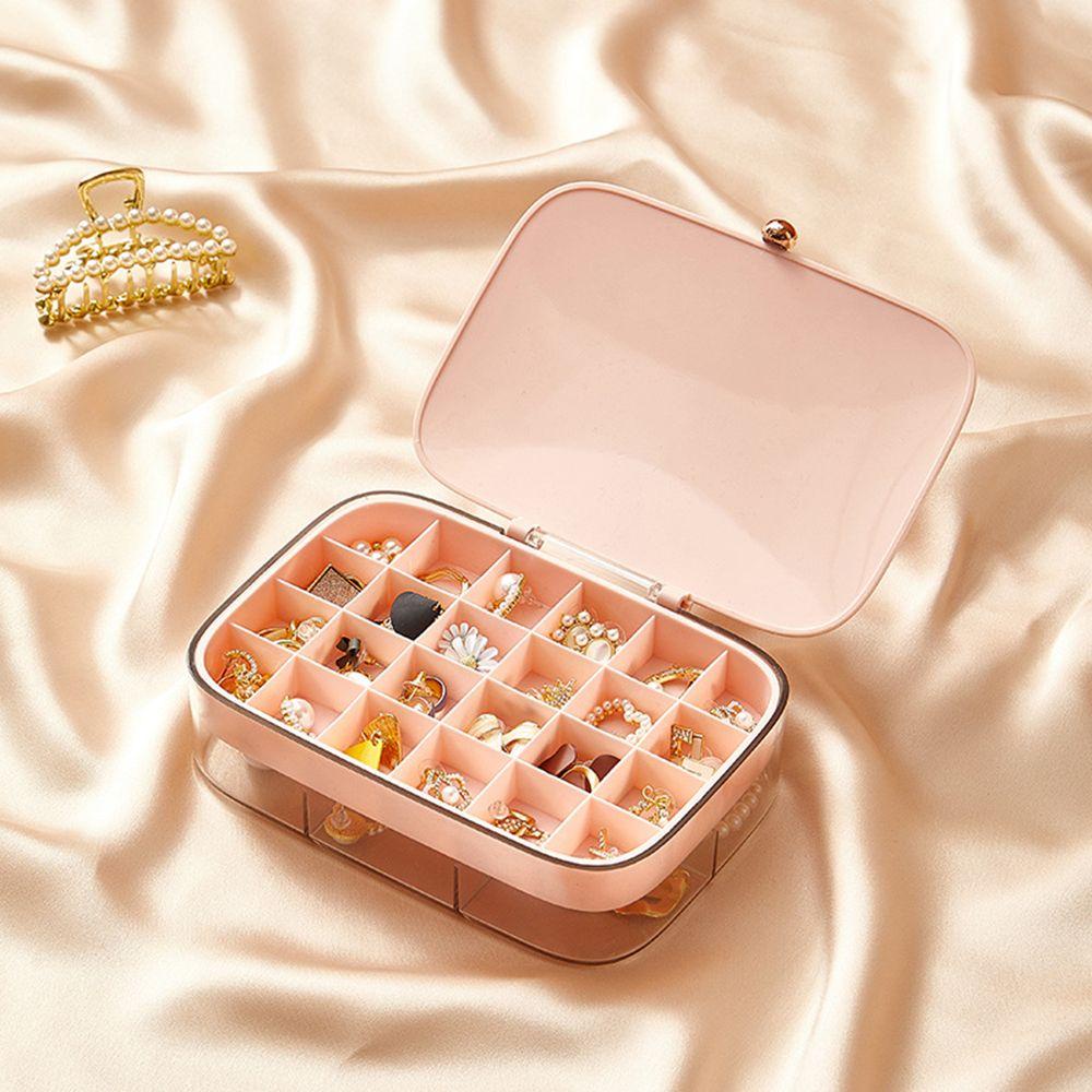 【 ELEGANT 】 Organizer Perhiasan Tahan Air Gadis Kalung Case ABS Perempuan Multi-Layer Tempat Anting