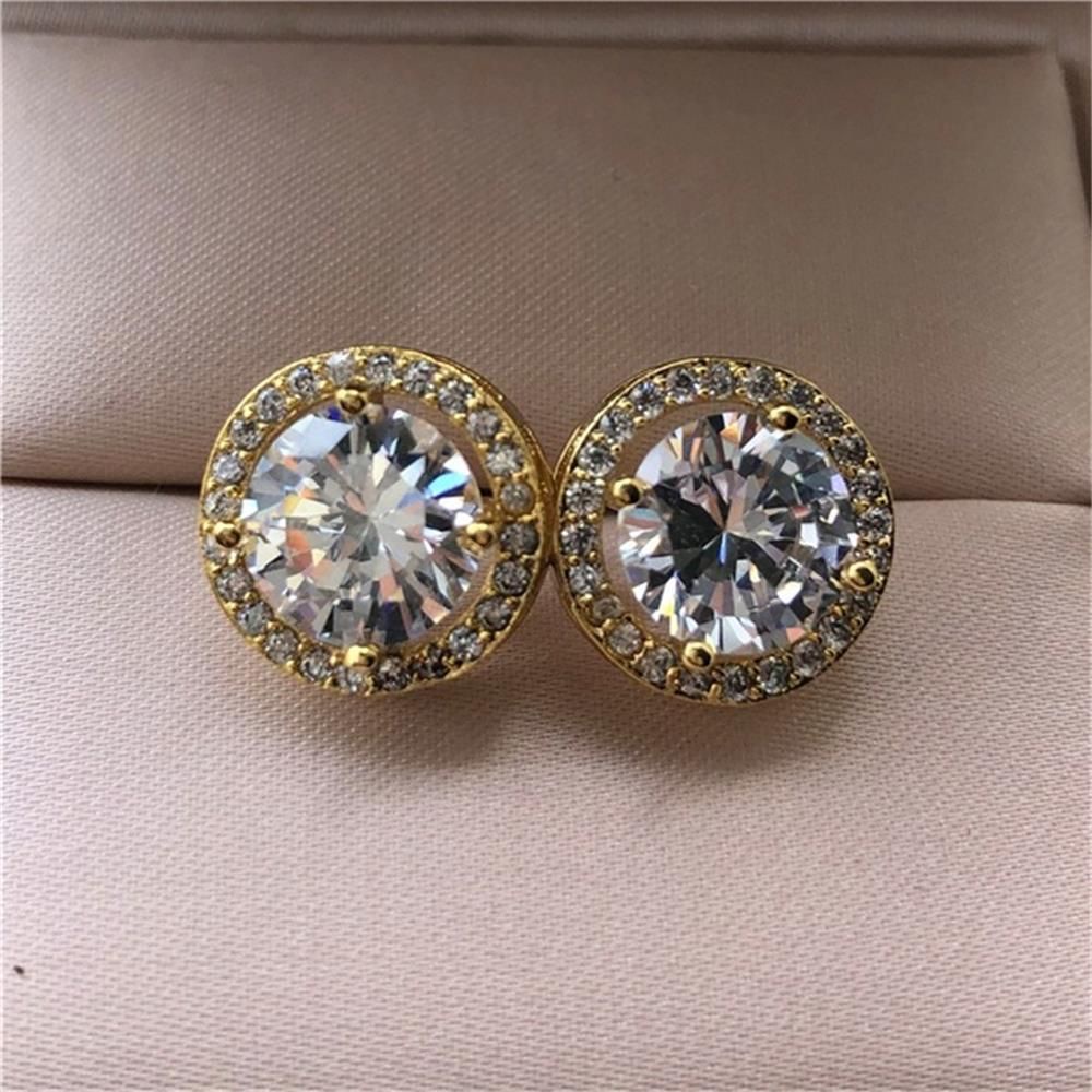 ROW New Earrings Piercing White Diamond Moissanite Stud Wedding Engagement Women Men Fashion Jewelry Gifts Shiny Zircon Round/Multicolor