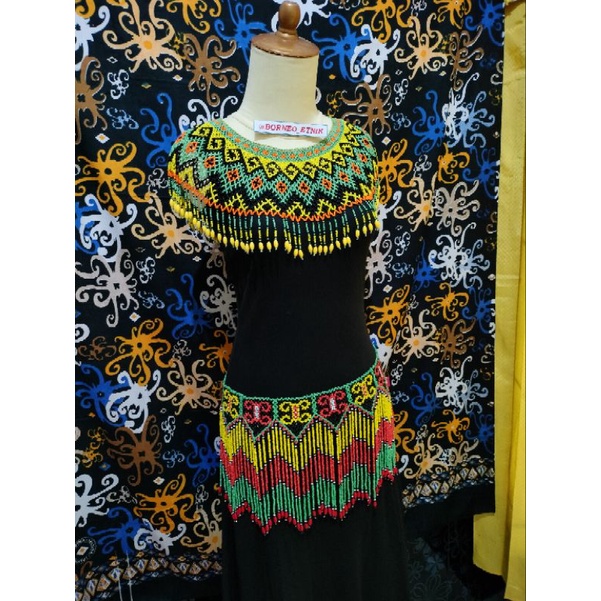 satu set aksesoris kalung dada teratai dan rumbai pinggang ikat pinggang sabuk manik sabuk rumbai ma