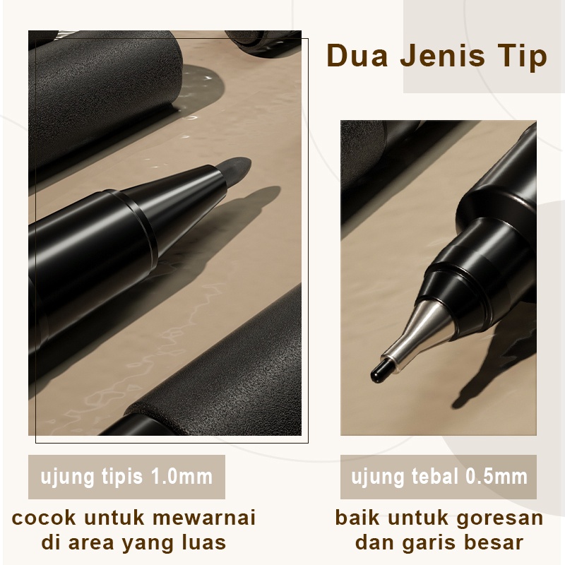 Deli Spidol Permanen Tahan Air Highlighter Pulpen 0.5mm 1.0mm Cepat Kering Hitam 12pcs Spidol Permanent Marker