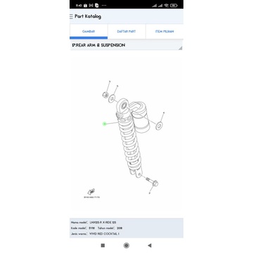 SOK SHOK BEKER BELAKANG XRIDE 125 ORIGINAL