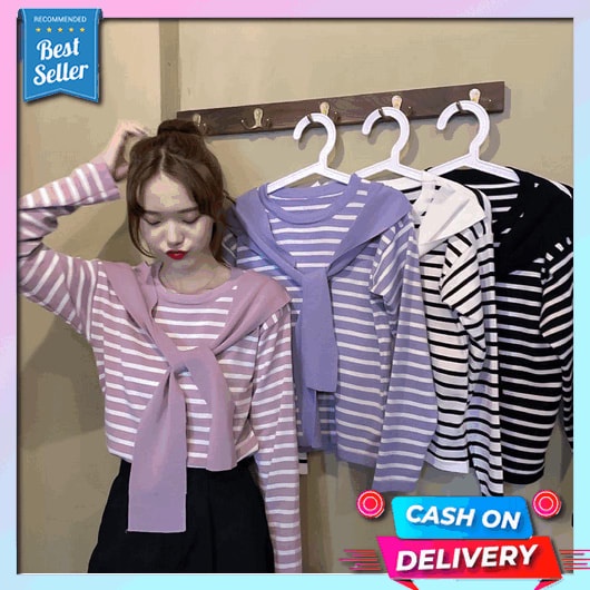 Kika Blouse Baju Atasan Blouse Wanita Lengan Panjang Casual Polos Import Jumbo Terbaru Daisy Blouse 
