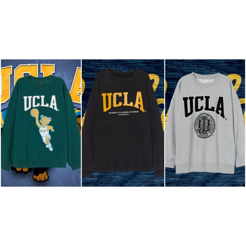 Crewneck Sweater Pria Wanita HnM H&M UCLA Green / UCLA Black / UCLA Grey Full Tag