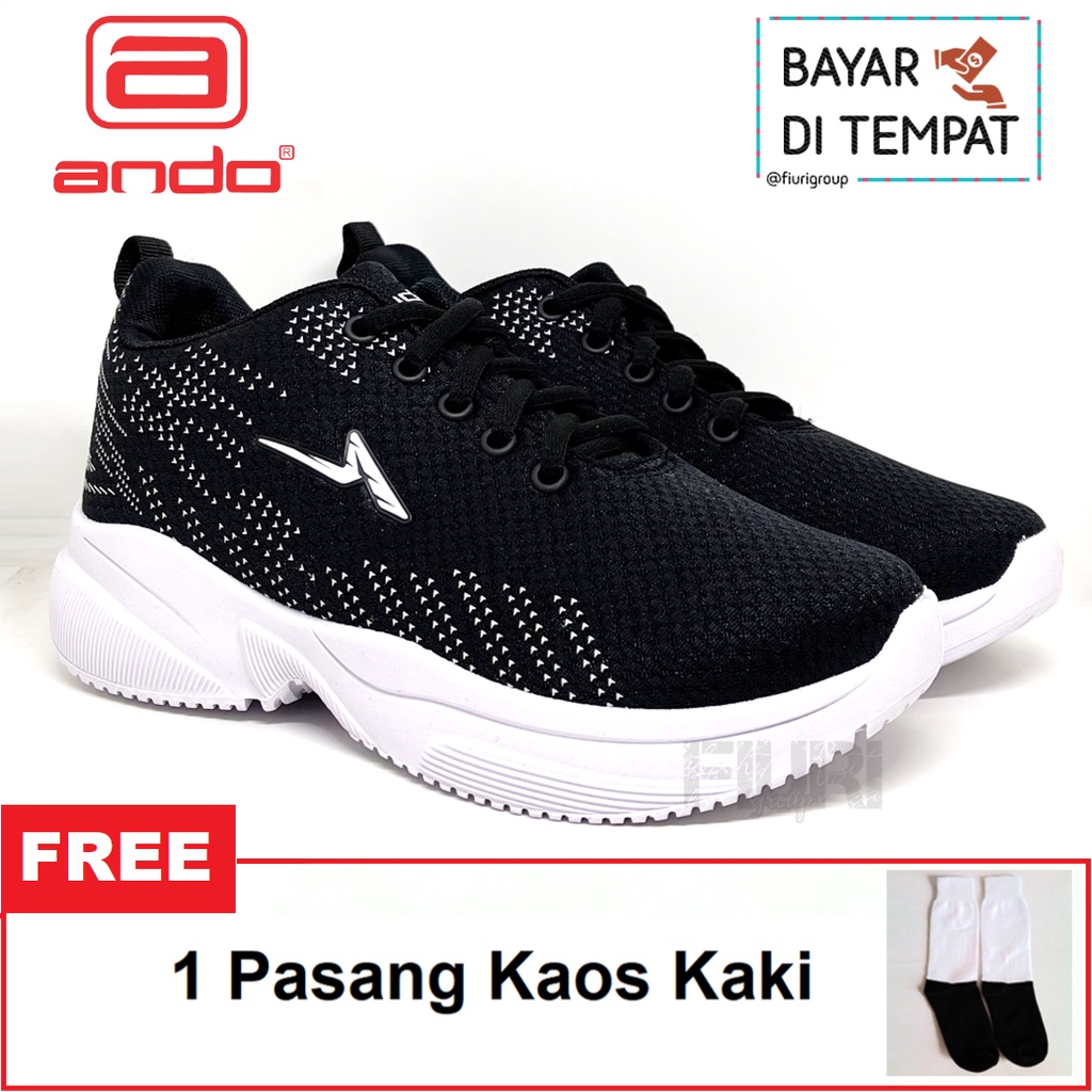 FIURI - ANDO ORIGINAL - JIHYO 37-40 HITAM PUTIH - SEPATU SNEAKERS SPORT KANVAS SOL KARET ANAK PEREMPUAN - SEPATU KETS TRENDY WANITA - SEPATU OLAHRAGA LARI FITNES SENAM KERJA KULIAH SEKOLAH SD SMP SMA BERTALI CEWEK MURAH PROMO DISKON BONUS KAOS KAKI