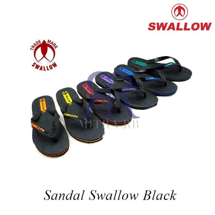 MitraRR Sandal Jepit Swallow Black Pearl Hitam Sendal Karet Pria Wanita Asli