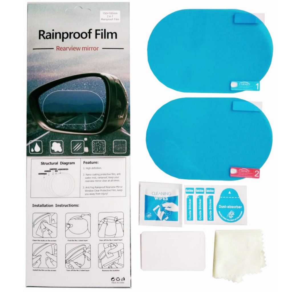 Kaca Film Anti Air OVAL Waterproof / Anti Embun Spion Mobil OVAL / uk 150 x 100