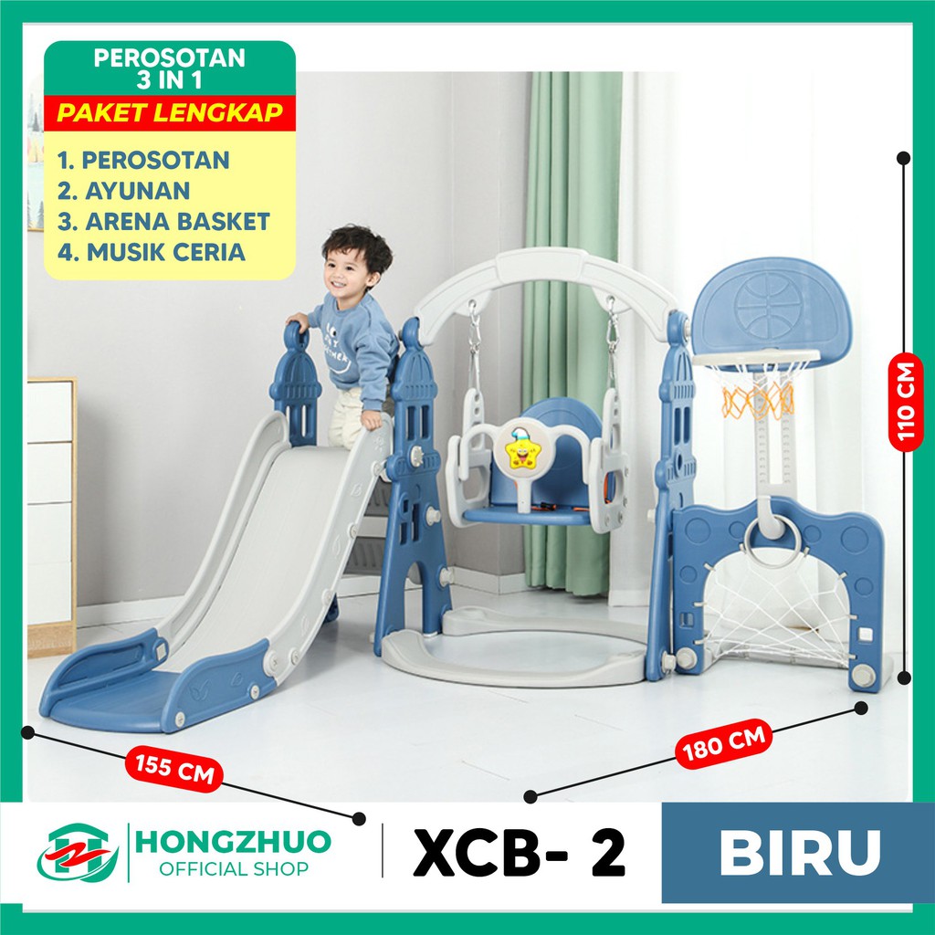 Image of Hongzhuo 5in1 Perosotan Anak + Musik Prosotan Anak Premium Ayunan Ring Basket Seluncuran #8