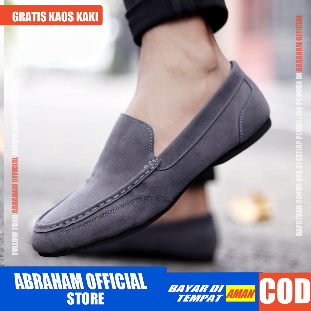 ABRHM x MODNEX Sepatu Casual Slip On Kulit Sintetis Kasual Formal Pria Santai Kerja Kuliah Anti Slip Original