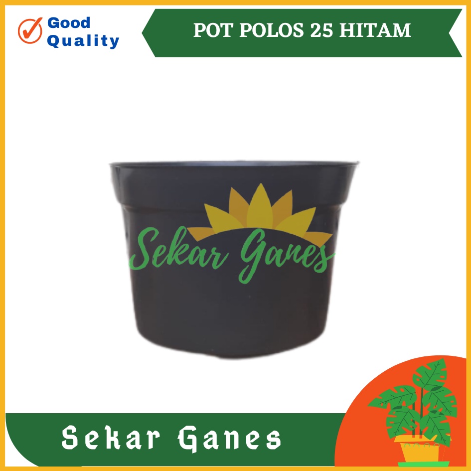 TEBAL POT Bunga 25CM HITAM Motif POLOS - Pot Plastik 25 Cm Bibit HITAM Ori OK