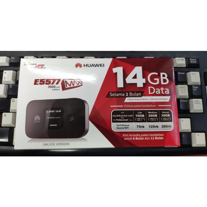 Hot Sale Wireless Router/Mifi Router Huawei E5577 Max Bundling Telkomsel 14Gb - Hitam Gilaa