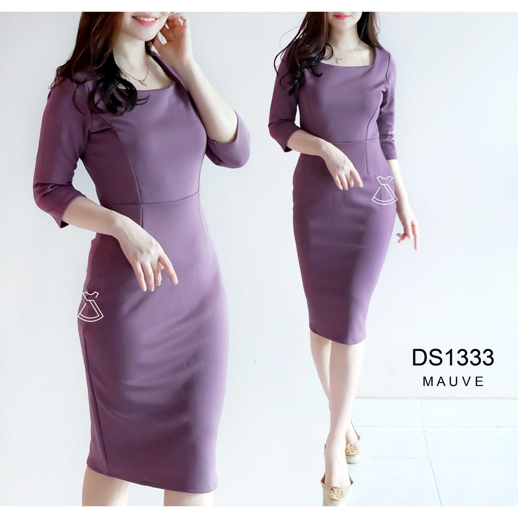 DS1333 - DRESS PESTA DRESS KANTOR SEPAN BASIC SCUBA WANITA MODERN MURAH