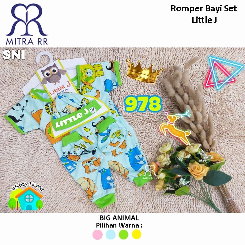 Romper Bayi Setelan Set ( Romper+ Topi+ Kaos kaki ) Jumper Karakter Newborn Gift 0-6M