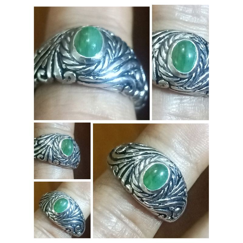 natural Zamrud Colombia ring ukir Bali