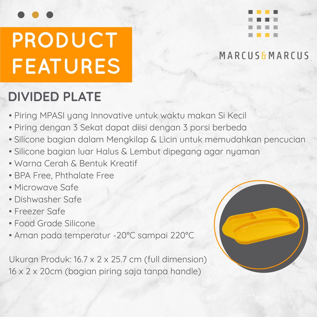 Castle - Marcus &amp; Marcus Silicone Divided Plate – Peralatan Makan MPASI Piring Sekat - Piring Makan Anak MNM