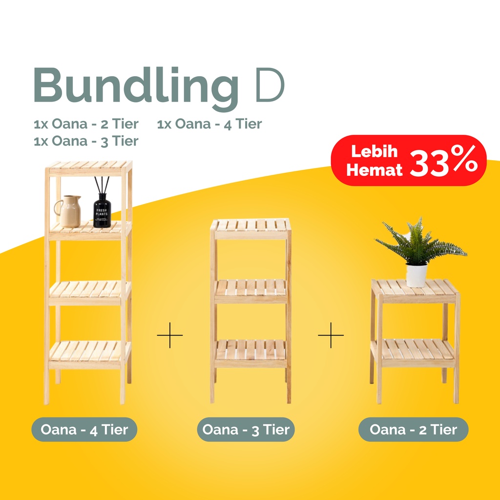 UP SPACE Paket Rak Serba Guna Otto Oana D / Rak Kayu / Rak Susun / Rak Multifungsi / Wooden Shelf / 