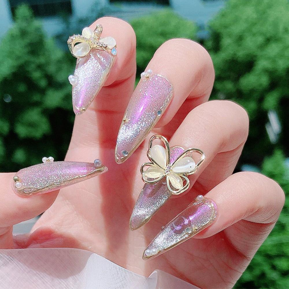 Agustina Nail Art Berlian Imitasi Mewah Tiga Dimensi Cinta Manikur Aksesoris Mata Kucing Ikatan Simpul DIY Ornamen