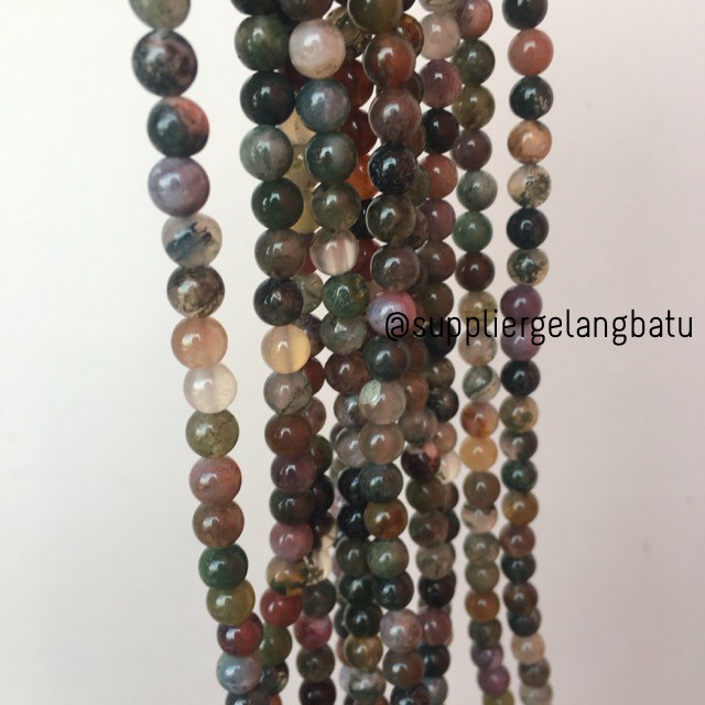 bahan indian agate 6mm natural bloodstone akik aksesoris gelang kalung aksesoris cewek cowok korea