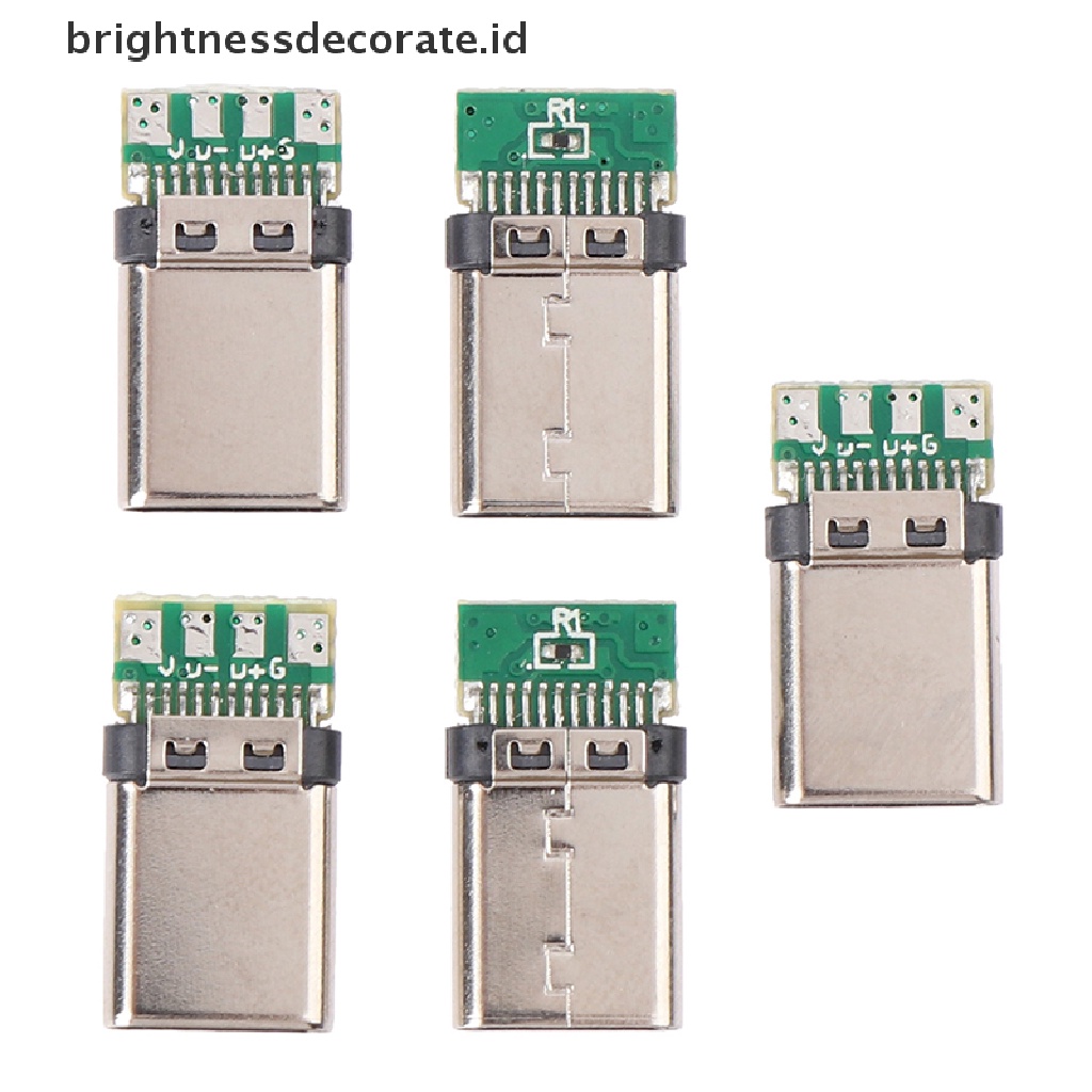 5 Pcs Konektor Soket USB 3.1 Tipe C Male Solder Plug Untuk PC Board