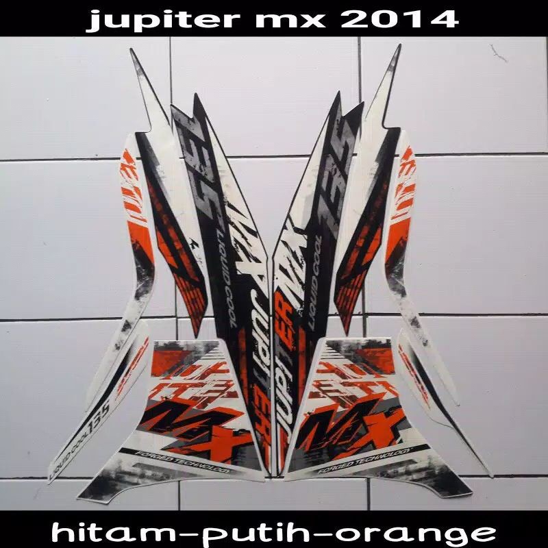 Striping sticker lis body yamaha jupiter mx new 135 2014 2015 hitam putih orange