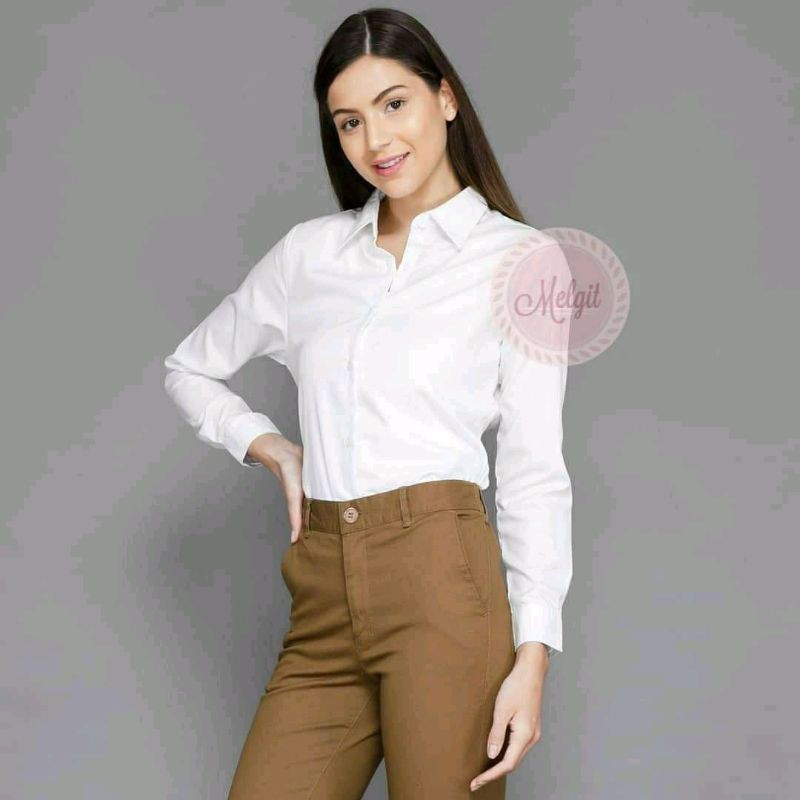 KEMEJA PUTIH POLOS WANITA BAHAN RAYON PREMIUM