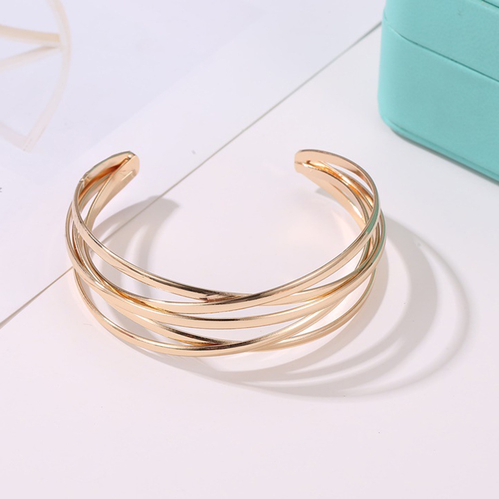 Hu Hu Hu Hu Hu Alat Bantu Pasang Kacamata♡ Gelang Bangle Open Desain Salib Multilayer Untuk Wanita