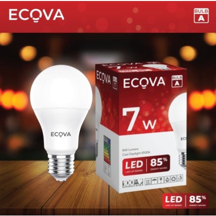 ECOVA Lampu LED Bohlam 7W 7 Watt 7 Watt Putih E27 Bulb A GARANSI