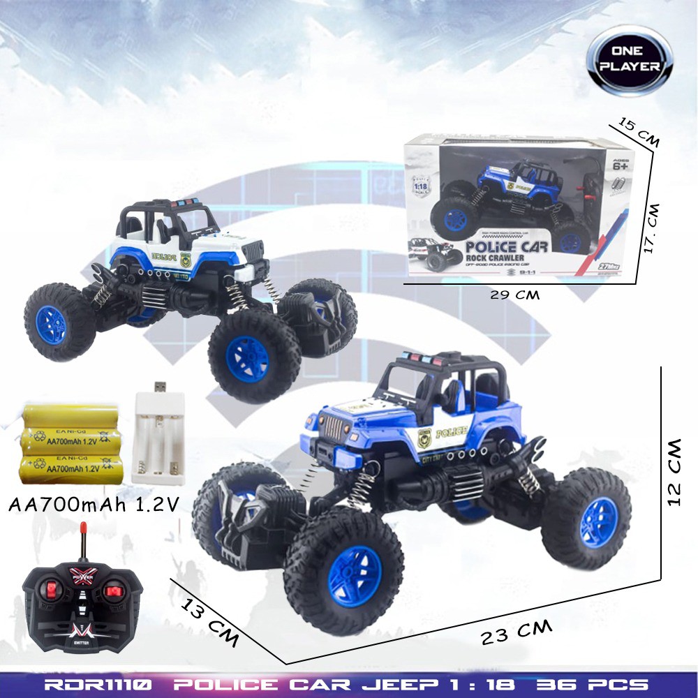 RC Rock Crawler Offroad Jeep Polisi Mobil Remote Control RDR1110