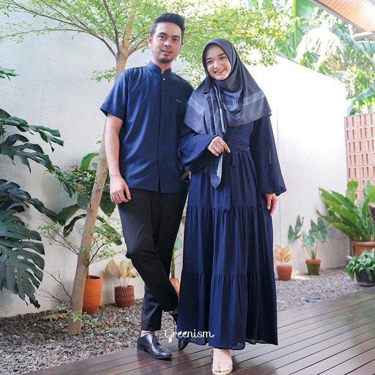 Greenism Sarimbit Raya INESA &amp; IHSAN (Navy) Quality Premium Syari'i - Set Family