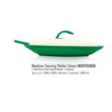 [PROMO DEFECT] Wadah saji medium serving platter + spoon plastik Aikenware