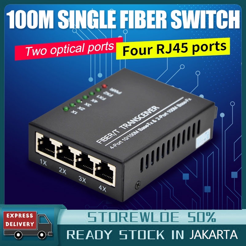 1000Mbps A+B  2G2E Port Gigabit Optical Fiber Media Converter 2 RJ45 Fiber Transceiver Single Mode 20KM SC Media Converter