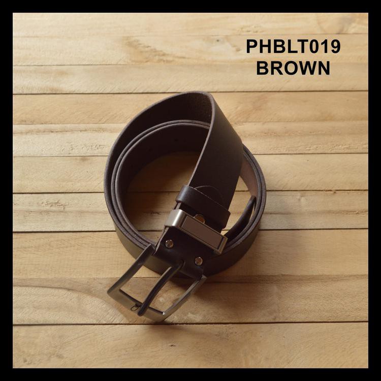 Indh ikat pinggang pria kulit asli warna coklat - gesper - belt -sabuk 019 GRATIS ONGKIR Kode 676