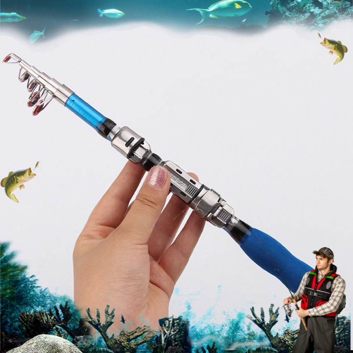 Joran Pancing Portable Telescopic 1.5M alat pancing stik pancing fiber joran pancing carbon joran te