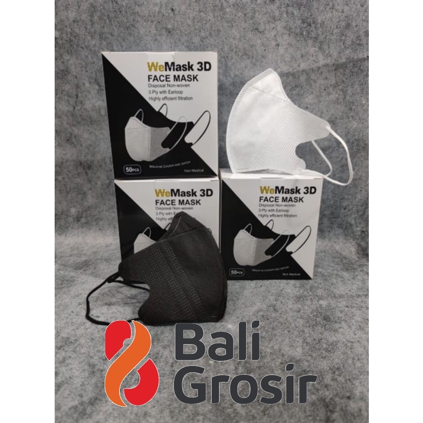 Masker Duckbill WeMask 3D isi 50pcs | Earloop | Hitam Putih